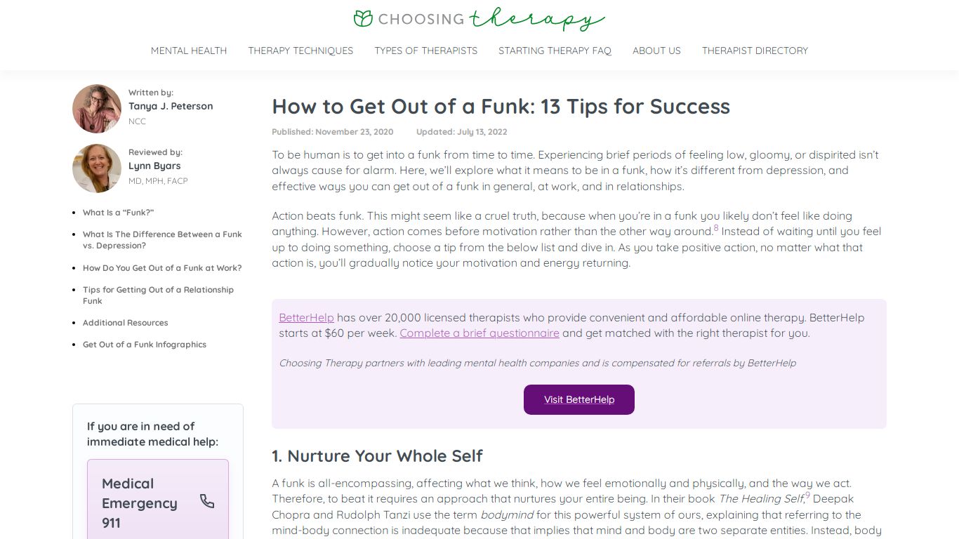 How to Get Out of a Funk: 13 Tips for Success - Choosing Therapy