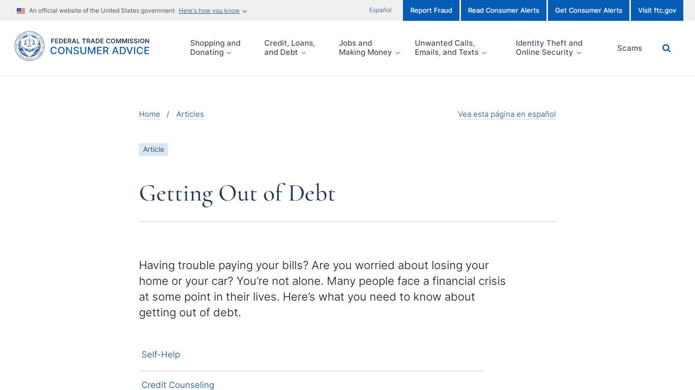 Getting Out of Debt | Consumer Advice
